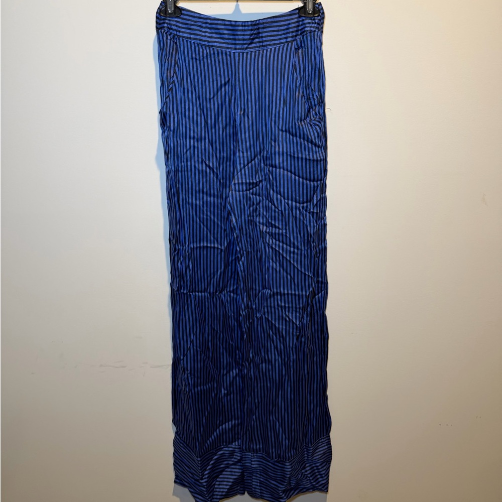 Lovers + Friends Black and Blue Striped Pants